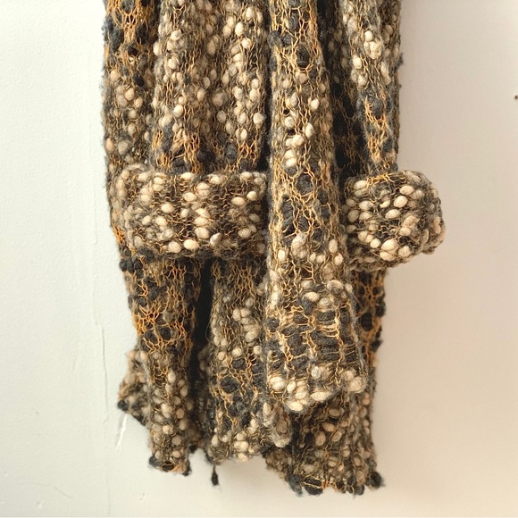 long woven boucle lacy yarn knit cardigan - Picture 3 of 9